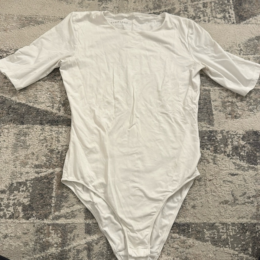 Everlane White Short-Sleeve Cotton Bodysuit